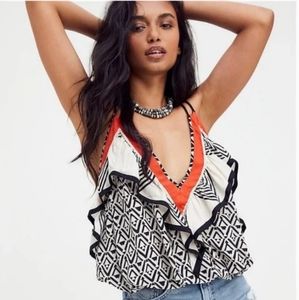 Free People Anika Ruffle Tank in Tea Combo NWT